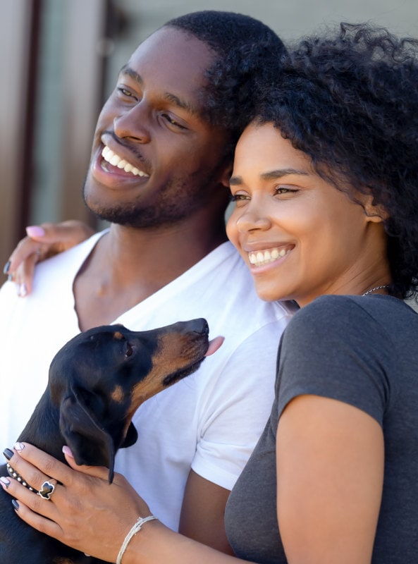 Couple with dog